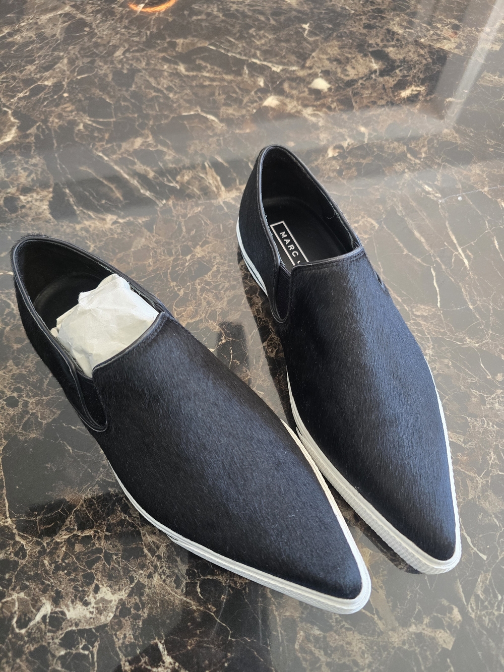 Marc Jacob Black Pointed Slip-On Loafers